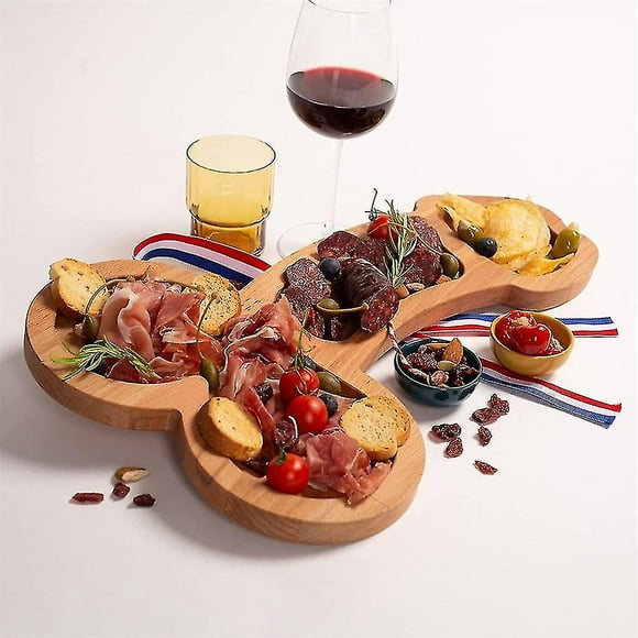 bandeja de madera para comida tabla de aperitivos plato de delicatessen para frutas vino galletas saladas queso y carne hy yongsheng 8390611399726