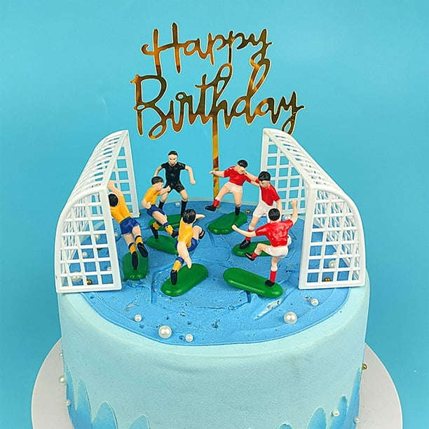 14 piezas de decoración de pastel de fútbol para fiesta temática de fútbol,  decoración de pastel de fútbol, portería de fútbol, jugador de fútbol