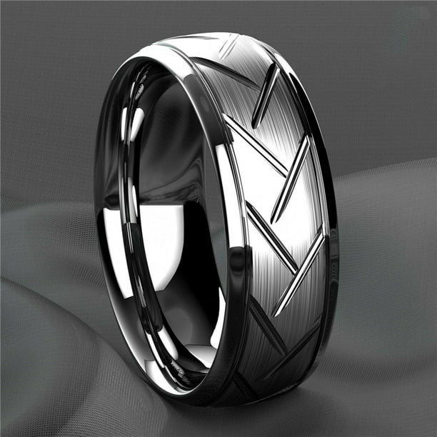 Anillo de acero inoxidable negro de Color plateado para hombre a la moda,  anillo multifacético con r Dengxun unisex