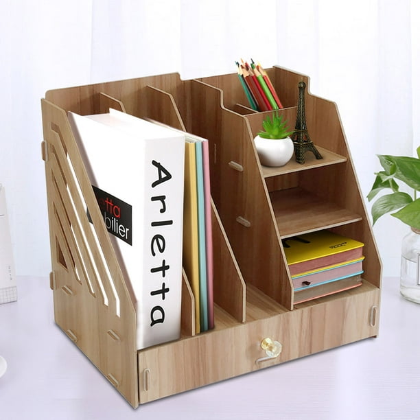 Adir - Organizador de almacenamiento de papel de madera, almacenamiento de  papel de construcción, clasificador vertical de correo de archivos, un