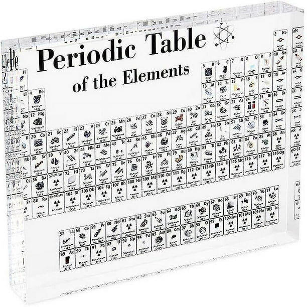 Acrílico Tabla periódica con elementos reales Carta Decoración Niños  Enseñanza Escuela Display Química E