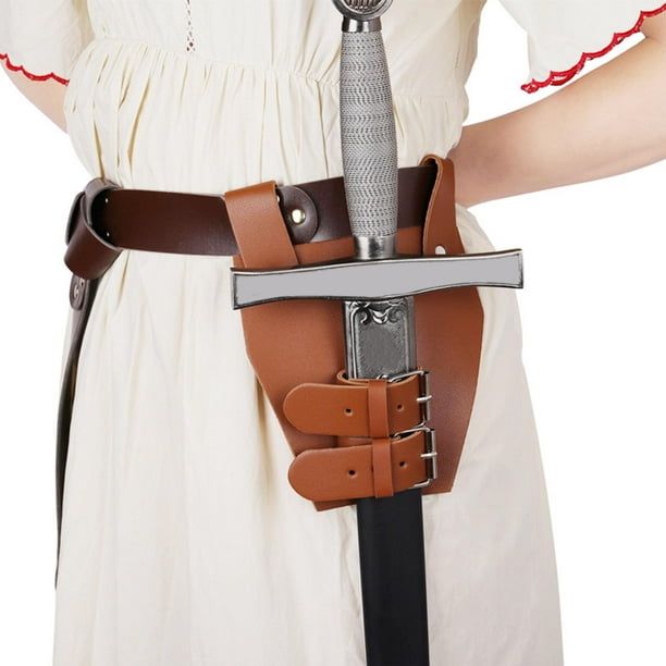 Disfraz de cuero Medieval LARP, accesorio , cinturón de caballero, soporte  de hoja, pirata para adulto marrón Macarena Soporte para vaina de espada