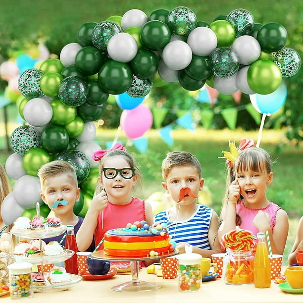 Kit de arco de guirnalda de globos verdes, 107 piezas de arco de globos  verde y blanco, globos de látex con globos de confeti para decoración de