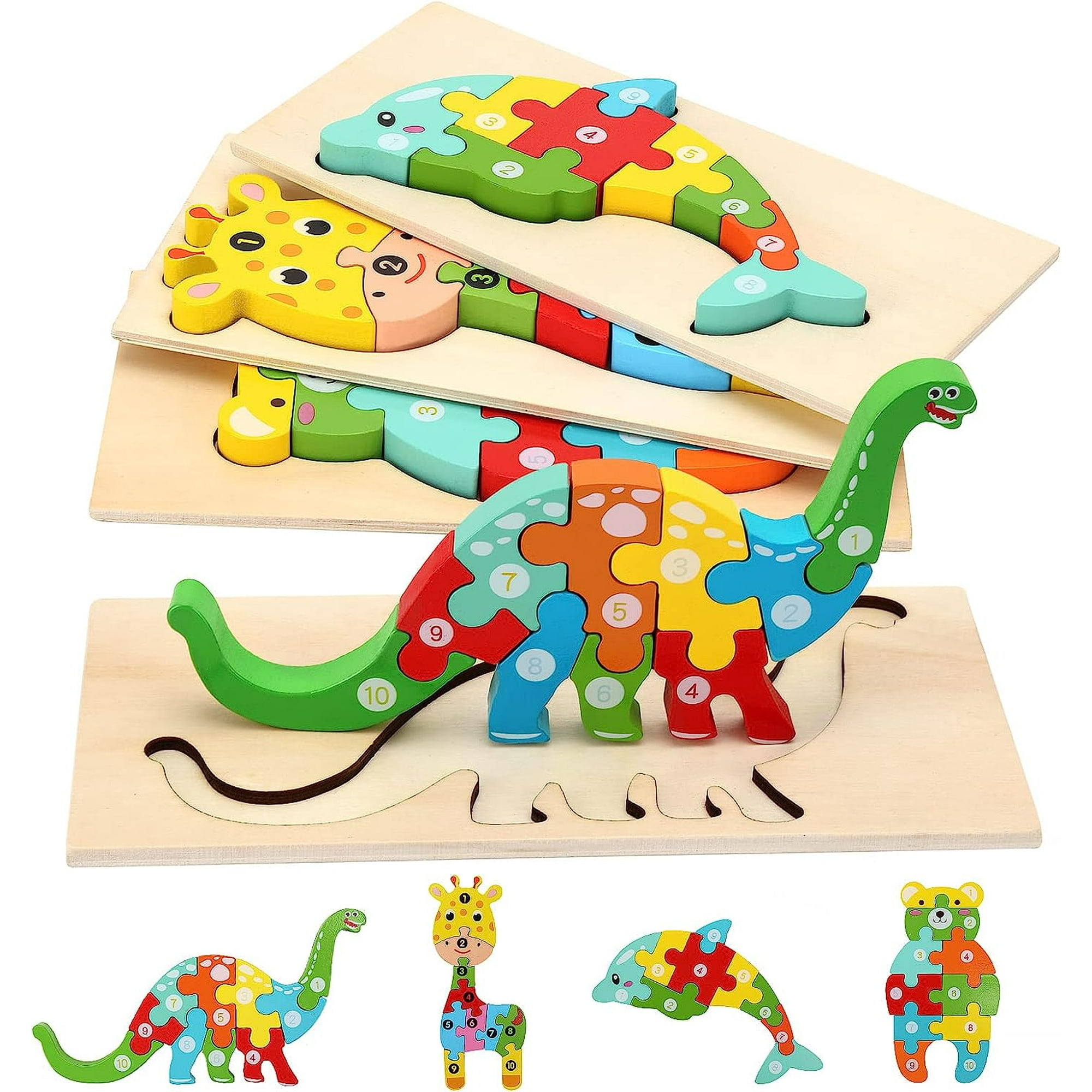 Rompecabezas magnéticos para niños de 3, 4, 5, 6, 20 piezas de madera para  niños pequeños, juguetes educativos y de aprendizaje preescolares para