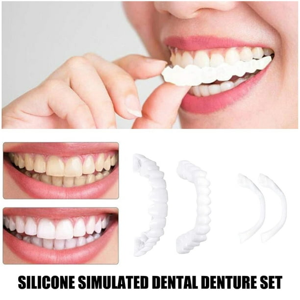 2 pares de dientes postizos recuperan dientes temporales de sonrisa segura  para hombres y mujeres