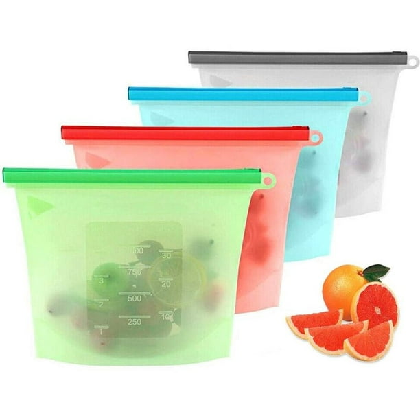 Bolsas de alimentos de silicona reutilizables, bolsas de almacenamiento de  alimentos de silicona para frutas, verduras y carne, bolsas de alimentos,  bolsas de almacenamiento multifuncionales Adepaton WL-00601