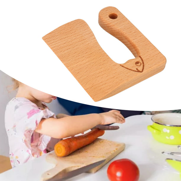 Cuchillo de madera seguro para niños, cuchillo Montessori para