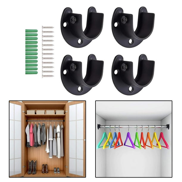 Soportes de barra de armario resistentes y estantes para colgar ropa,  soporte de poste negro, paquete de 3