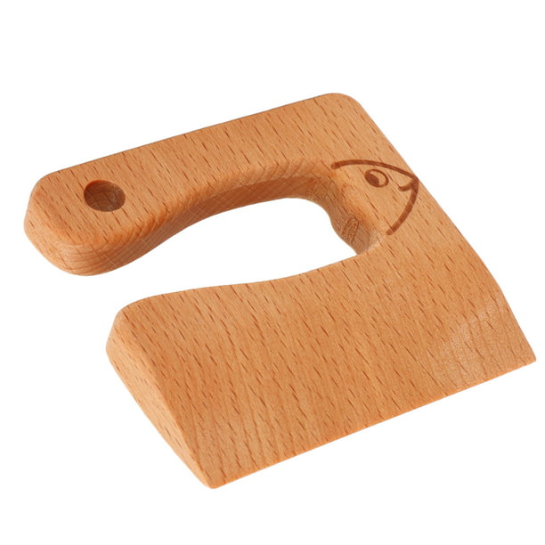  Whaline Juego de cuchillos de madera para niños, tabla de  cortar de madera de oso lindo y cuchillo de madera seguro para niños, cuchillo  Montessori grueso natural para niños pequeños, herramientas