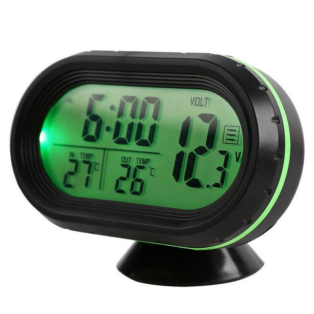 Coche LCD Fecha digital Termómetro Temperatura Voltaje Medidor Monitor  Verde perfke Reloj del termómetro del coche