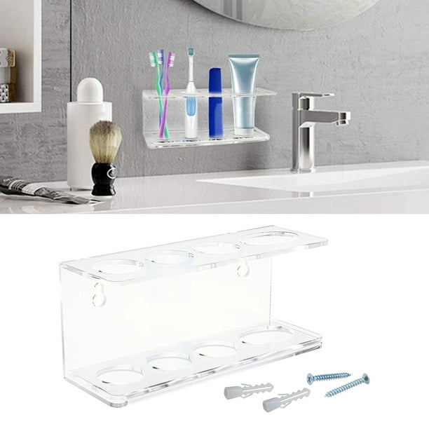  Paquete de 2 soportes para cepillos de dientes de montaje en  pared para baño, ducha, soporte de cepillo de dientes para cepillo de  dientes eléctrico, pasta de dientes, maquinilla de afeitar