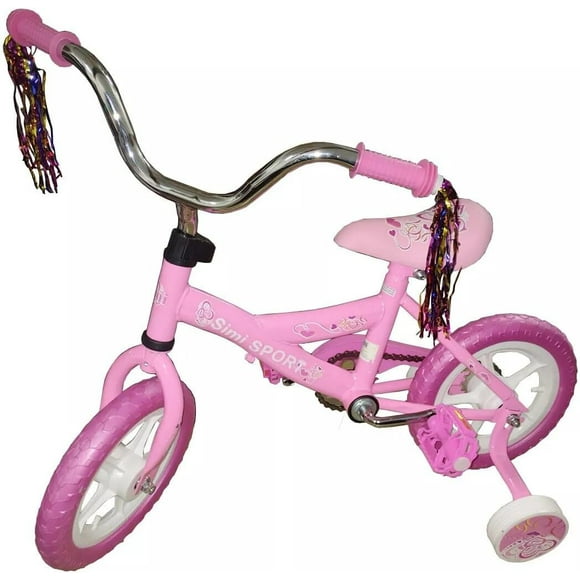 bicicleta rosa para niños rodada 12 para niños ruedas de entrenar