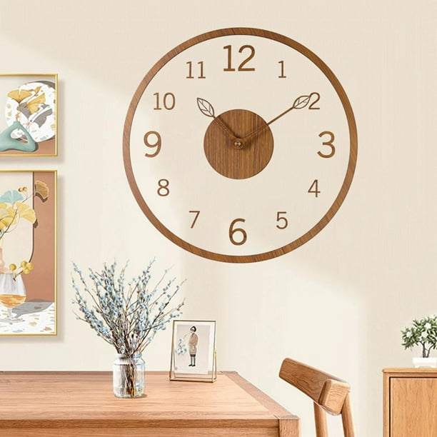 Reloj de pared moderno, relojes decorativos para paredes, reloj colgante de  pared minimalista, reloj de pared acrílico para baño, dormitorio, oficina,  color teca Soledad reloj de pared sencillo