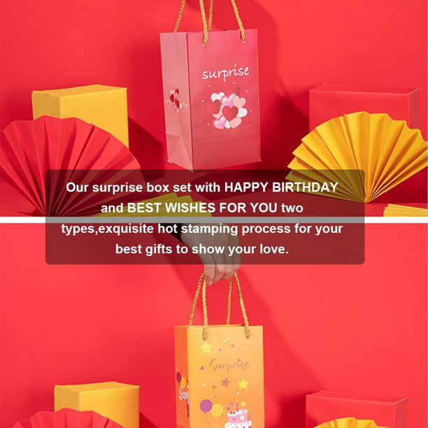 Caja sorpresa de cumpleaños explosiva Regalo con bolsa de regalo para  nacimiento MEJORES DESEOS PARA TI Rosa