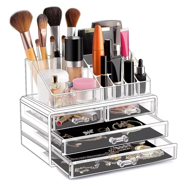 Organizador de caja de almacenamiento de cosméticos: compartimentos para  organizar y almacenar tu maquillaje y accesorios de cosméticos. Cajón con
