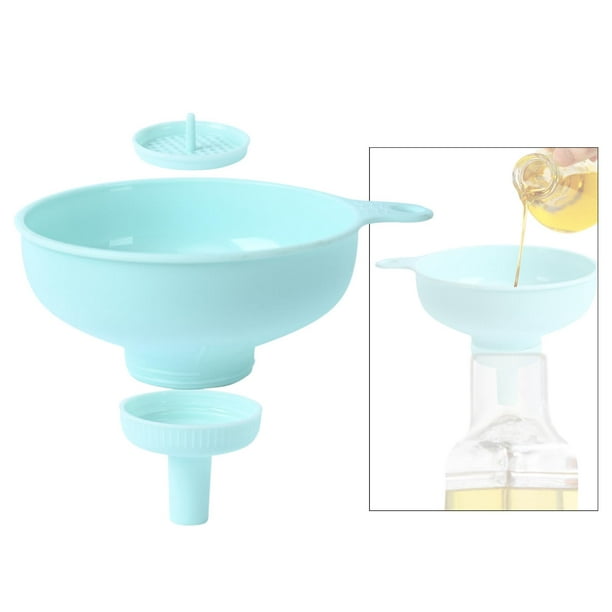 Embudo de cocina de plástico azul con mango práctico extra largo, fácil de  transferir sustancias líquidas o de grano fino a recipientes