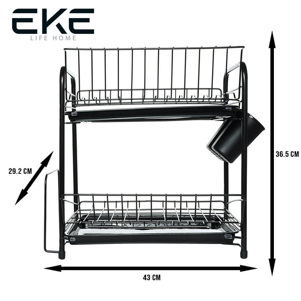 Escurridor Eke Life Home Eke07 Trastes Platos Fregadero Aluminio Negro  Moderno