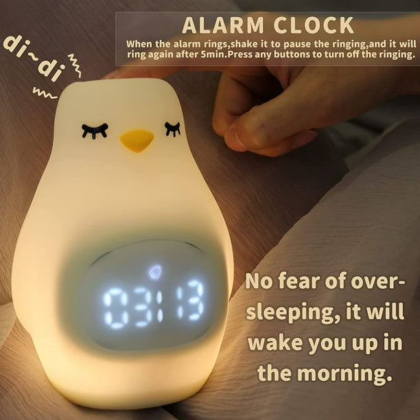 Despertador para niños, lindo despertador de pingüino para la