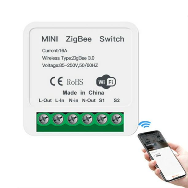 Mini módulo de interruptor ZigBee 3.0 16A Interruptor de luz de relé  inteligente