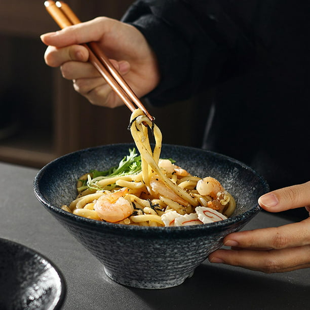 Cuenco de fideos Ramen con cambio de horno japonés, vajilla de cocina  vidriada para el hogar, tazón de sopa y ensalada, juego de vajilla grande  para