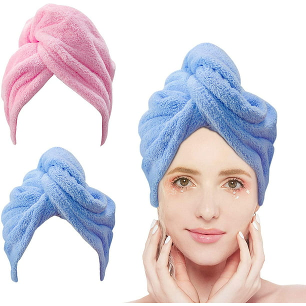 Toalla de microfibra para el cabello, 3 paquetes de turbantes para el  cabello mojado, toallas para secar el cabello para mujeres con cabello  rizado, antiencrespamiento, azul/rosa/gris, 26 10 Ormromra Toallas y  Batas