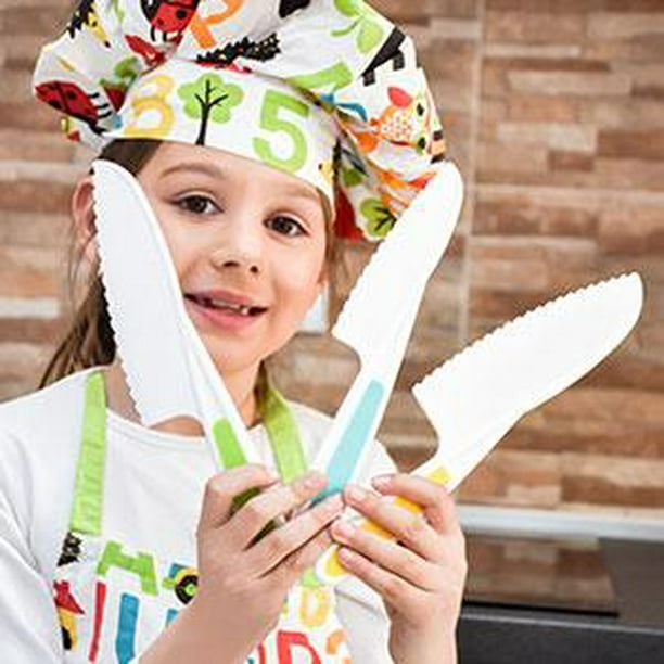 Juego de cuchillos de nailon coloridos para niños pequeños, cuchillos de  cocina para cortar frutas, ensalada
