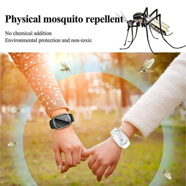 Pulsera repelente de mosquitos, pulsera ultrasónica repelente de mosquitos,  reloj electrónico con función de reloj, recargable por USB, antimosquitos