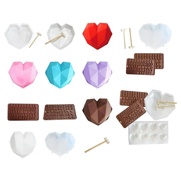 Molde de corazón de Chocolate, moldes de silicona para hornear molde de  pastel en forma de corazón de diamante, pastel de caramelo Chocolate 3D  molde blanco con base Macarena Molde del molde