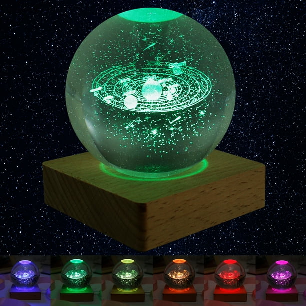 Solar Sistema Bola Cristal - Bola de cristall con la Base de la lámpara del  LED, Claro 80mm Cristal Solar Sistema para decoración del hogar,Decoracion  Oficina : .es: Hogar y cocina