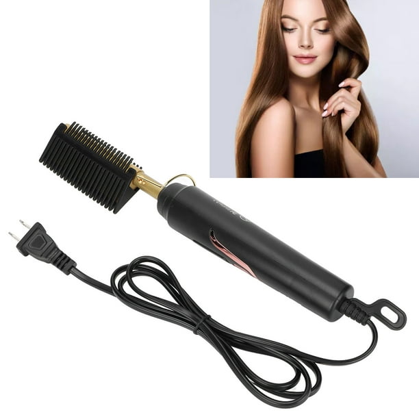 Cepillo alisador de cabello caliente, mini alisador de pelo portátil  recargable por USB, 6400 mAh, peine alisador de cabello 2 en 1 con función