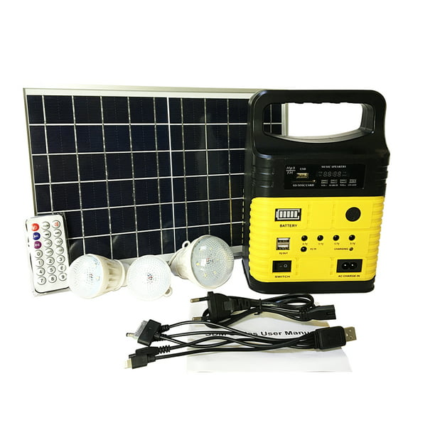 Generador solar portátil Sistema de iluminación para acampar al aire libre  BT MP3 Radio Pan CACAGOO Generador solar