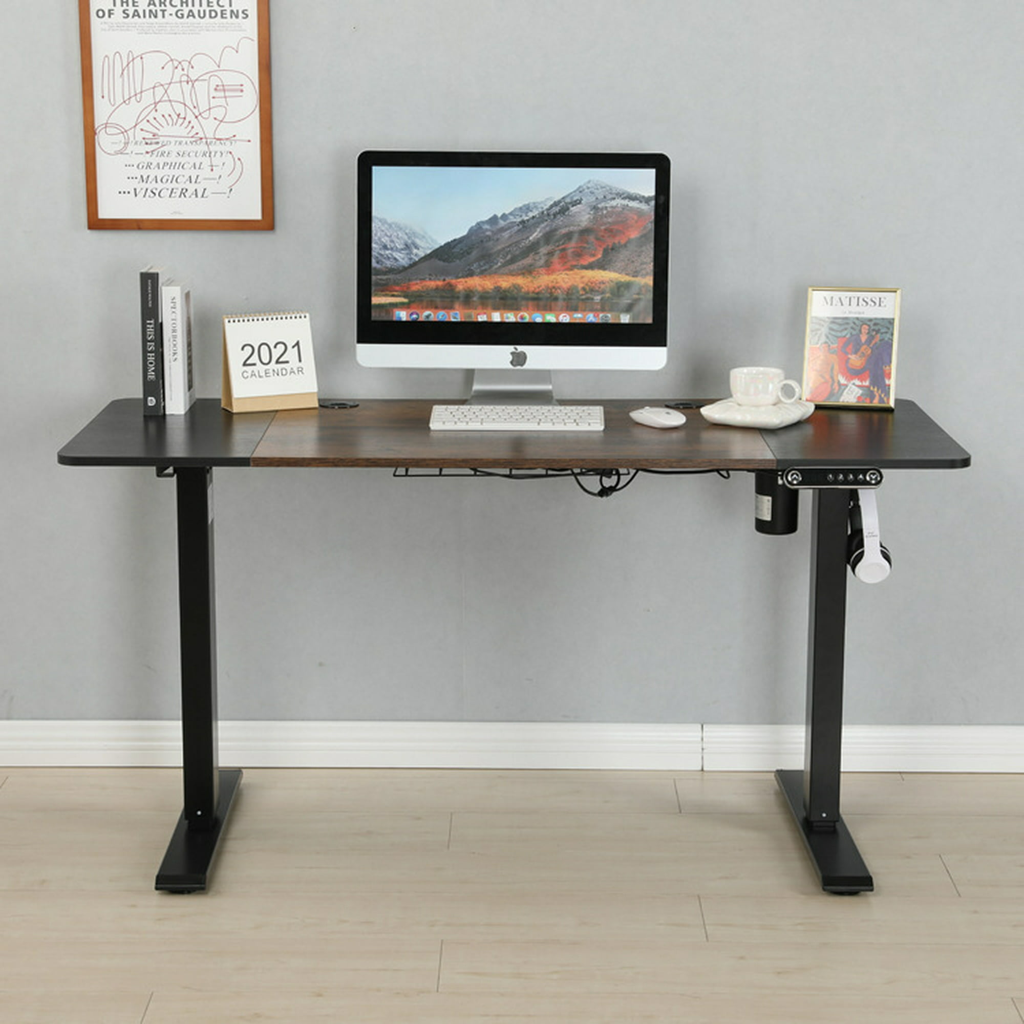Estantería de escritorio de oficina ajustable de 2 niveles, estantería de  escritorio para escritorio de computadora, soporte de impresora de madera y