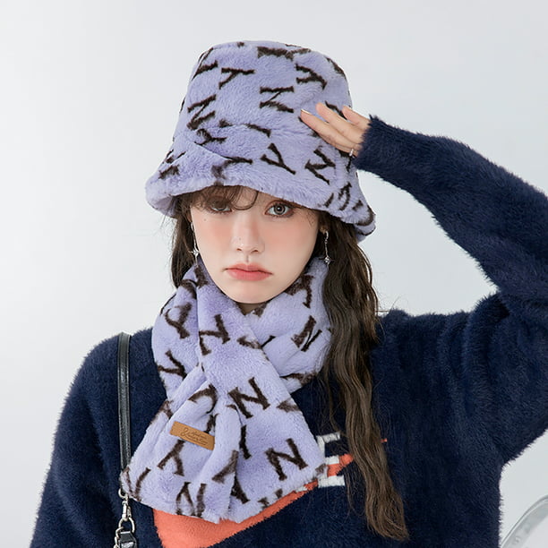Sombrero de pescador a la moda para mujer, conjunto de bufanda