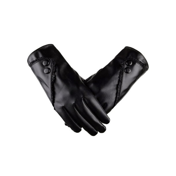 Minnieouse 1 de guantes de cuero para mujer, guante de ciclismo con lazo para pantalla táctil, manopla para montar en motocicleta, Protector de manos, guantes y mitones Negro Minnieouse AP013065-01