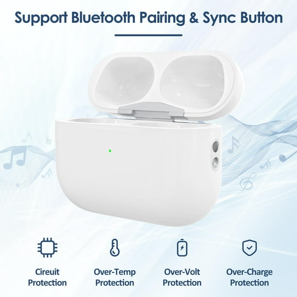 Airpods - Funda de carga inalámbrica con botón de sincronización para  emparejamiento Bluetooth compatible con Airpods 1 y 2, cargador inalámbrico  para
