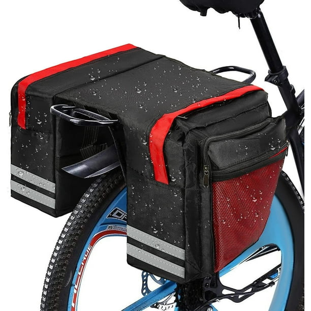 Alforjas para bicicleta portátil resistente al agua (26 L, con borde  reflectante, asiento trasero para bicicleta