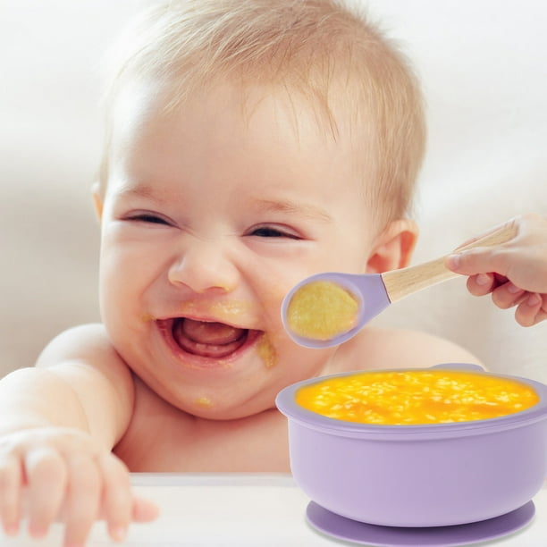 Plato de cena de silicona para bebé, tazón de alimentación de