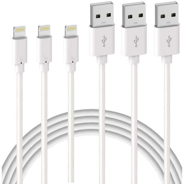 Pack de 3 Cable Cargador iPhone 2M Cable Lightning Certificado MFi con  Conector Resistente Cable de Ormromra YQ-0198