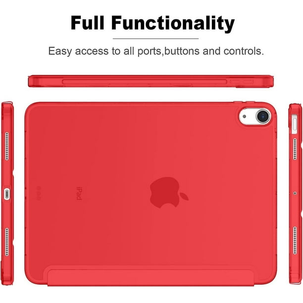 Funda para iPad Air 4 2020 - Funda para iPad Air de 4ta generación de 10,9  pulgadas, cubierta delgada y liviana con parte trasera dura esmerilada  translúcida [compatible con Touch ID] (rojo)