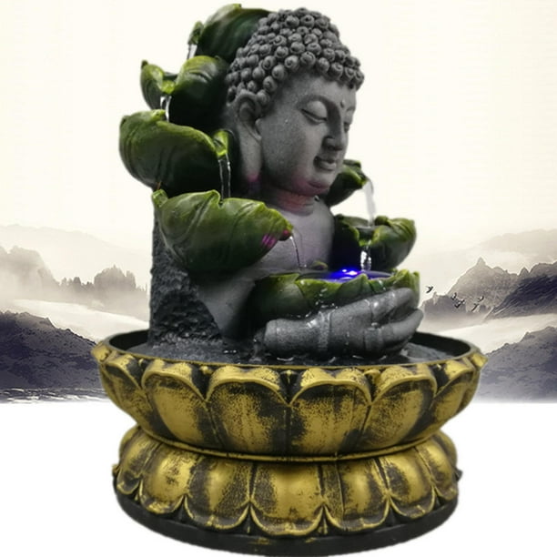 Fuente decorativa agua de Buda dorado y cascada de sobremesa