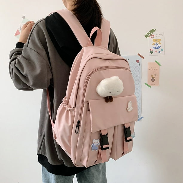 Estudiante Campus Mochila Femenina Versión Coreana Pequeña Fresca Corazón  Gran Capacidad Mochila Casual Mochila Hombre