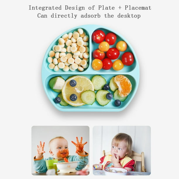 Platos de silicona para bebés - Platos partidos para para y Platos para  bebés con ventosas la adaptaciónción a de des Beige Yotijar Plato dividido  para niños