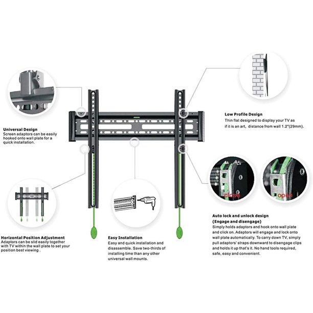 Soporte Pared P/Pantalla 40-60 Negro NBC-3F North Bayou North Bayou  pantallas 40 - 60 pulgadas 56.7 kg NBC-3F