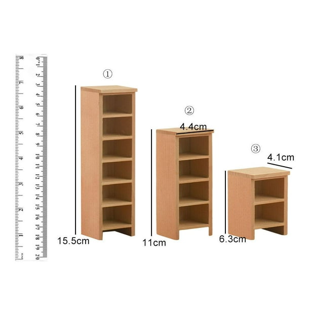 Estante de almacenamiento de madera para muebles en miniatura, 16 estantes  de rejilla, accesorios para casa de muñecas 1:12, estante de exhibición