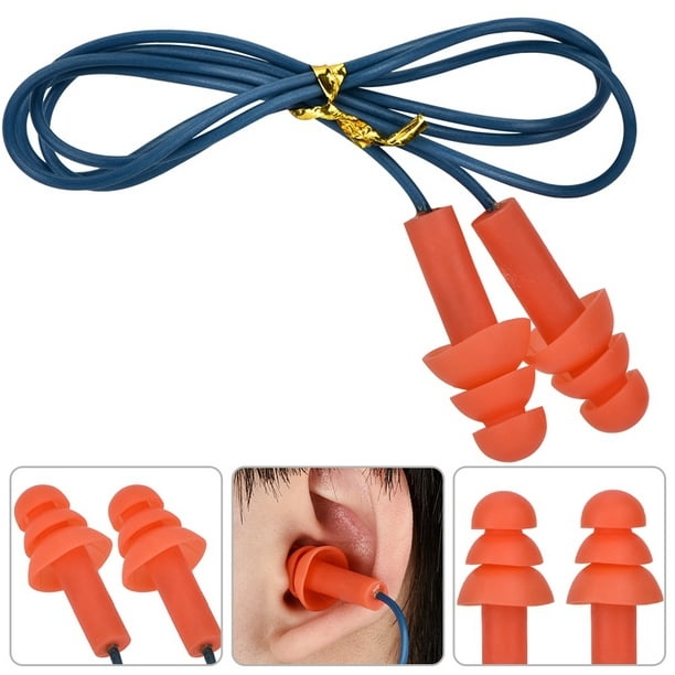 25 pares de tapones para los oídos con cable de silicona suave,  reutilizables, con cancelación de ruido para protección auditiva, dormir  (naranja)