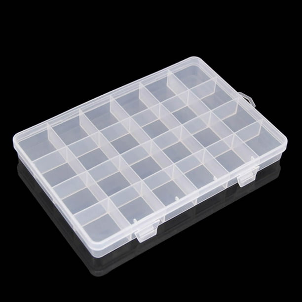 Caja organizadora de plástico de 5 rejillas, caja de almacenamiento de  aparejos de pesca transparente, divisores de joyas, caja de contenedores,  caja