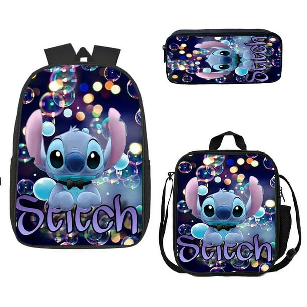 Mochila Lonchera Lilo Y Stitch Escuela Viaje Stitch Lentejuela Azul Niña  Disney Lilo & Stitch