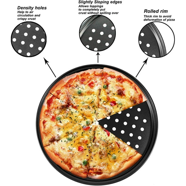 Hemoton Utensilios para hornear de acero inoxidable para pizza con  agujeros, bandeja cuadrada para hornear pizza, bandeja para horno de pizza,  bandeja