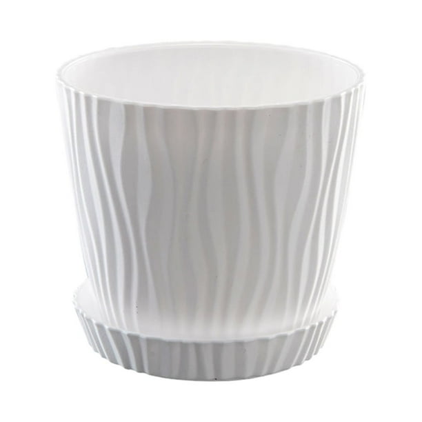 Ounissouiy Macetas ligeras y portátiles para macetas decorativas de interior  y exterior, maceta para bonsái, maceta blanca S + bandeja S blanco Olla  S+bandeja S 2Conjunto