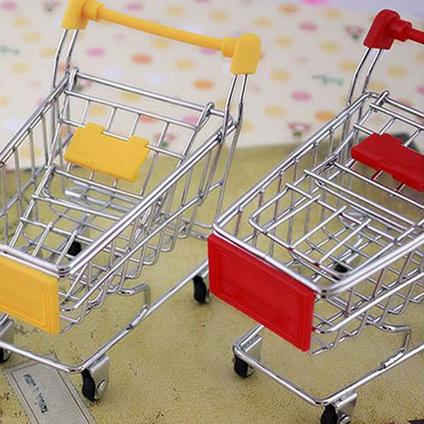 Carrito de compras amarillo a escala 1/6, Mini modelo de juguete